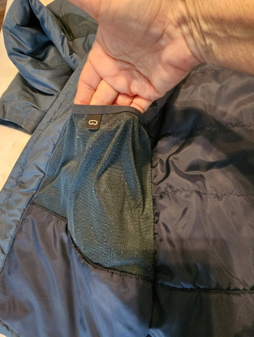 Columbia Mens Full Zip Insulated Coat Blue Orange Size L No Hood Warm Euc